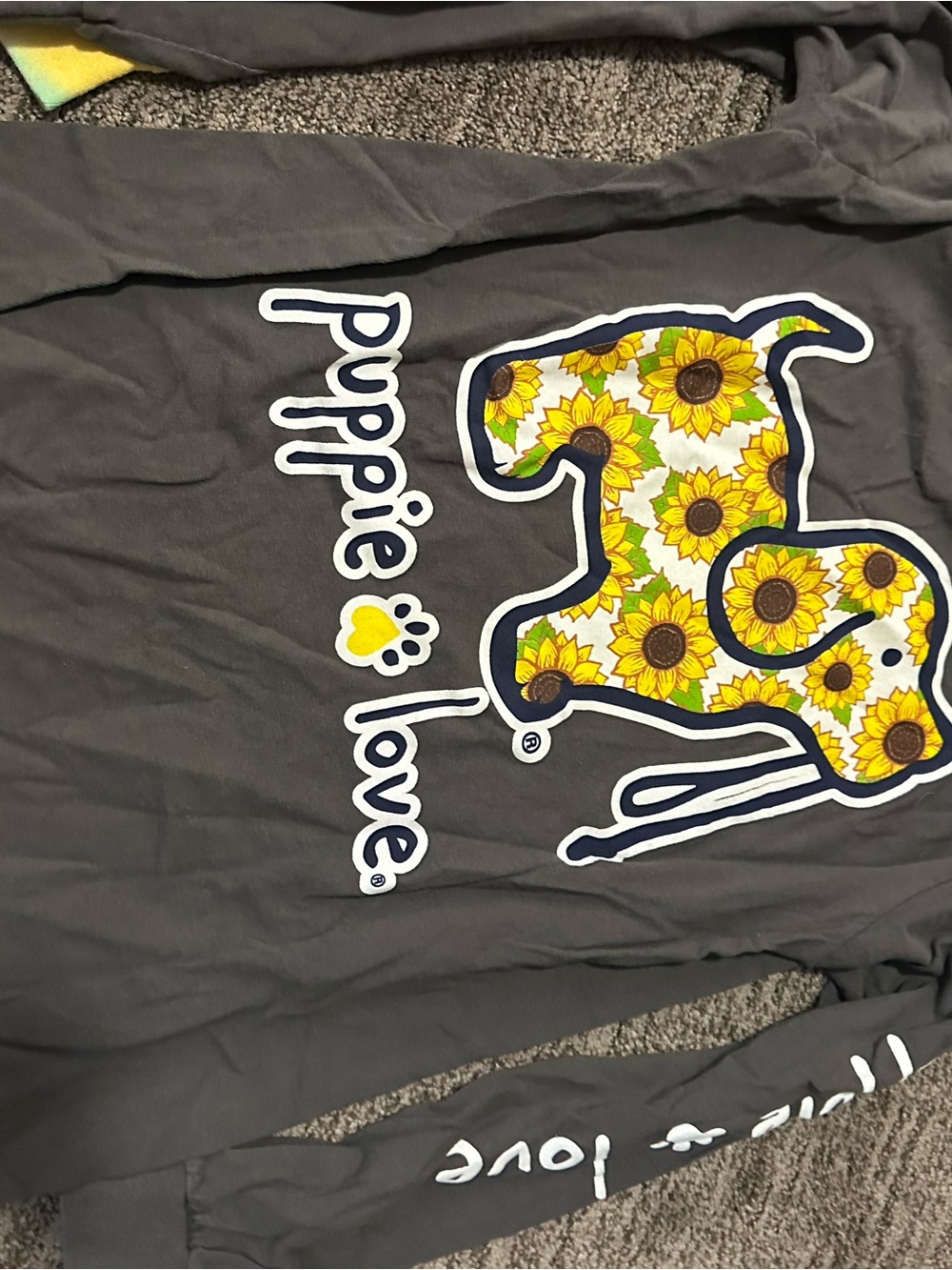 Simply Southern Gray Long Sleeve Tee with Sunflower Dog Graphic